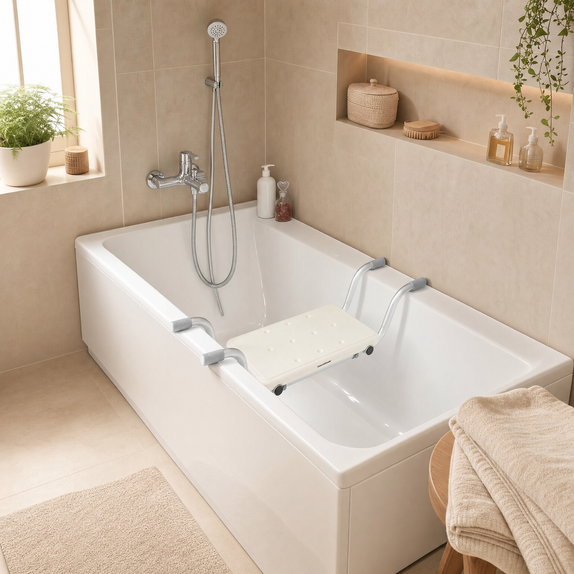 Badewannensitz montiert auf einer Badewanne